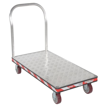 Vestil Aluminum Treadplate Platform Truck Single Handle 24 x 48 ATP-C-2448